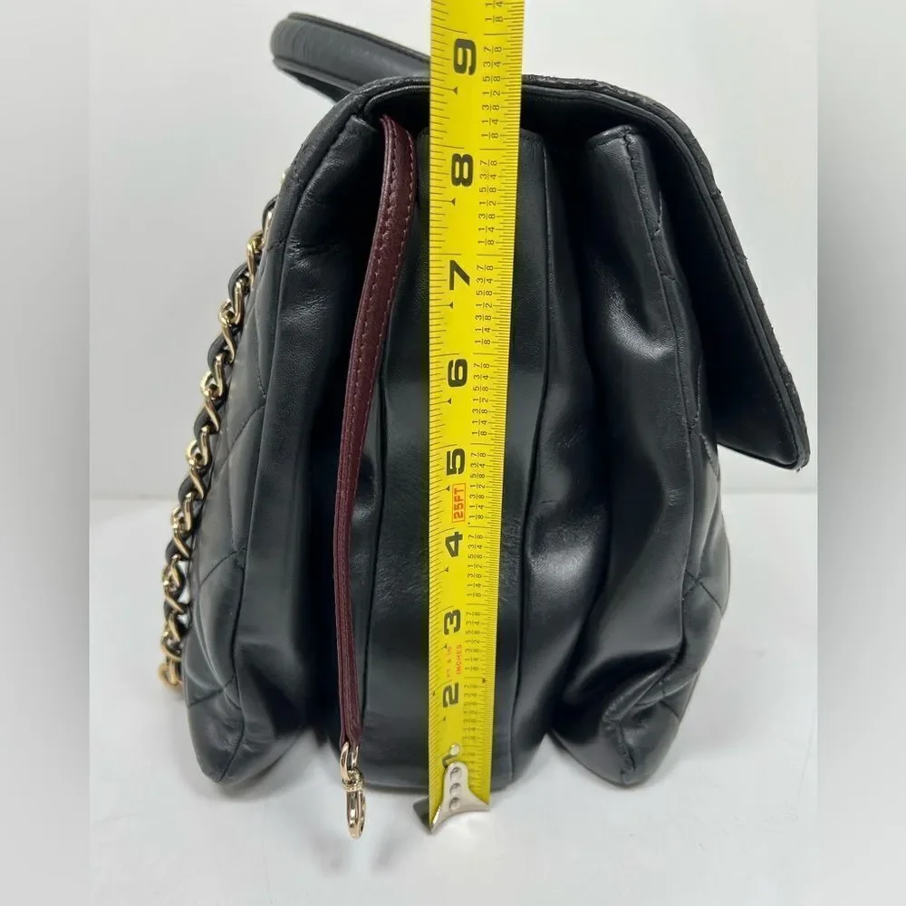 Chanel Large Trendy Top Handle Black Quilted Shoulder Hand Bag Gold Hardware